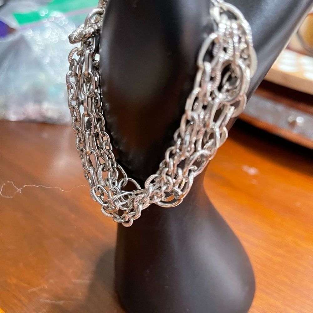 5 Strand Toggle Silver Bracelet - Picture 1 of 5